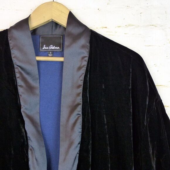 Sam Edelman Jacket Womens S Black Velvet Smoking Wrap Back Lace Boho Hippie - Picture 5 of 12